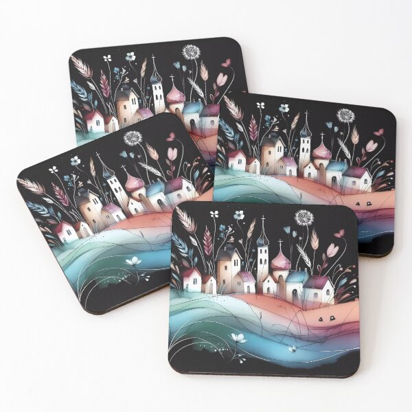 Item preview, Whimsical village design.  designed and sold by ShazellArt.