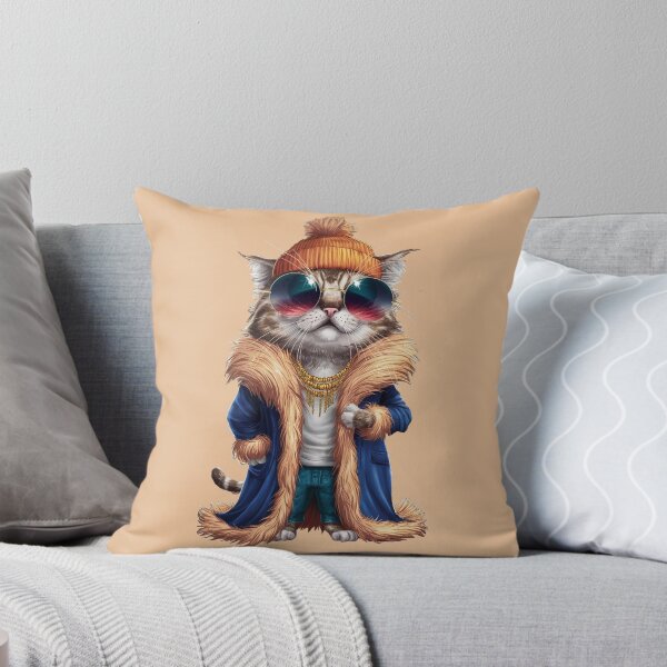 Item preview, Fashionable cartoon cat wearing sunglasses and a fur coat designed and sold by NiRia Spot.