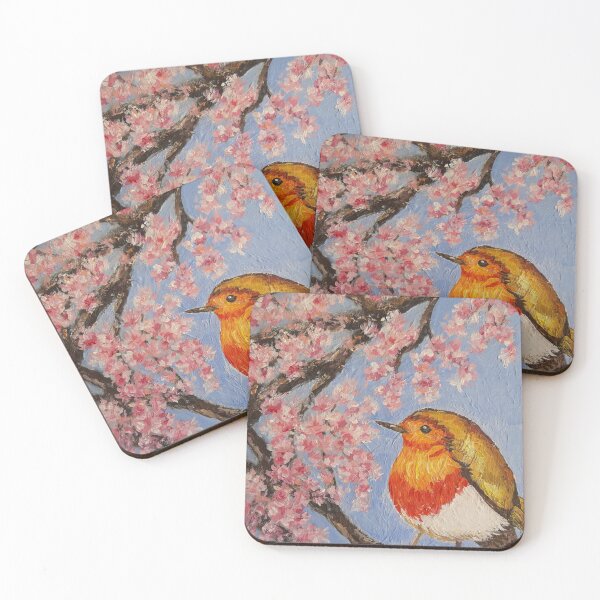 Item preview, robin on a cherry blossom tree designed and sold by clayreparisshop.