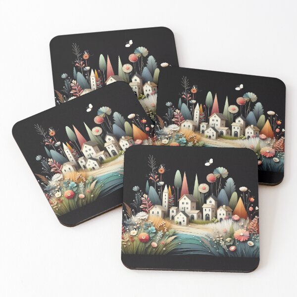 Item preview, Whimsical village design.  designed and sold by ShazellArt.