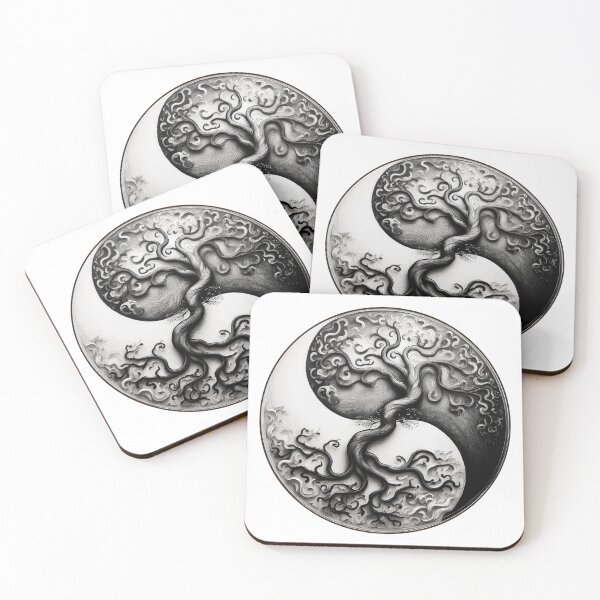Item preview, Black And White Tree of Life Yin Yang designed and sold by Angry Swan Designs.