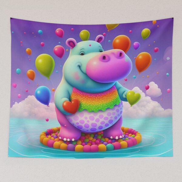 Item preview, Rainbow Hippo's Balloon Adventure designed and sold by Sillytoe.