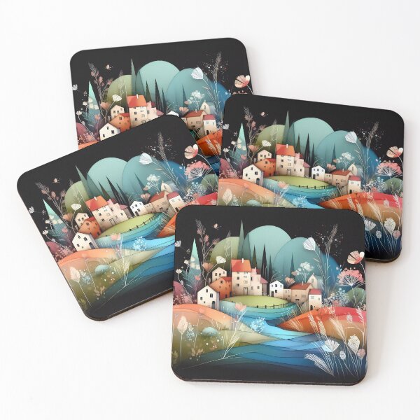 Item preview, Whimsical village design.  designed and sold by ShazellArt.