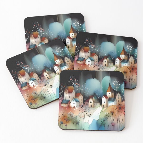 Item preview, Whimsical village design.  designed and sold by ShazellArt.