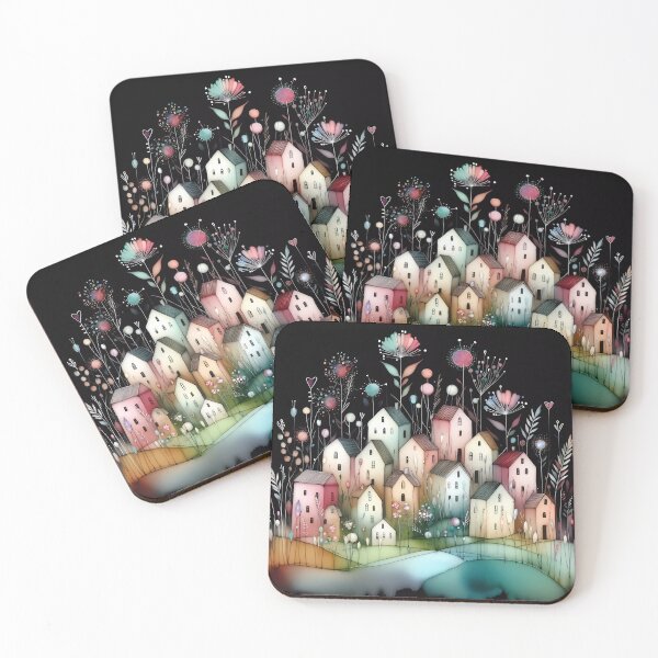 Item preview, Whimsical village design.  designed and sold by ShazellArt.