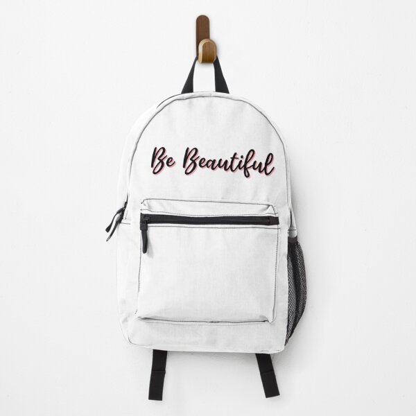 Item preview, "Be Beautiful" Inspiring Empowering Good Vibes with Positive Affirming Motivation Quote [black font pink shadow] designed and sold by TeeShirtSquad.