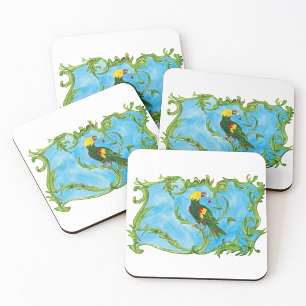 Item preview, Green parrot in rocaille frame designed and sold by AlexSeidelART.