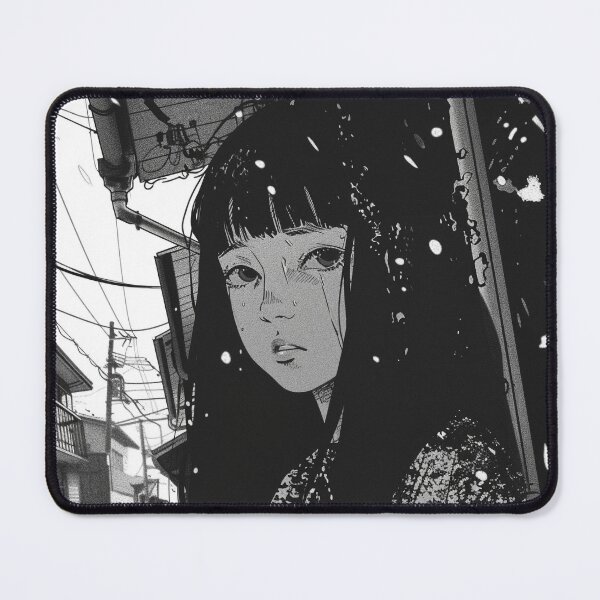 Item preview, on the lookout – melancholic black and white manga anime girl designed and sold by ForsakenFrames.