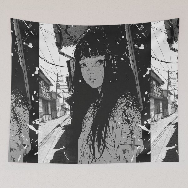 Item preview, on the lookout – melancholic black and white manga anime girl designed and sold by ForsakenFrames.