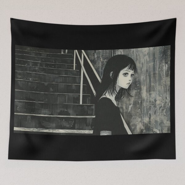 Item preview, solitude girl – melancholic black and white manga anime girl designed and sold by ForsakenFrames.