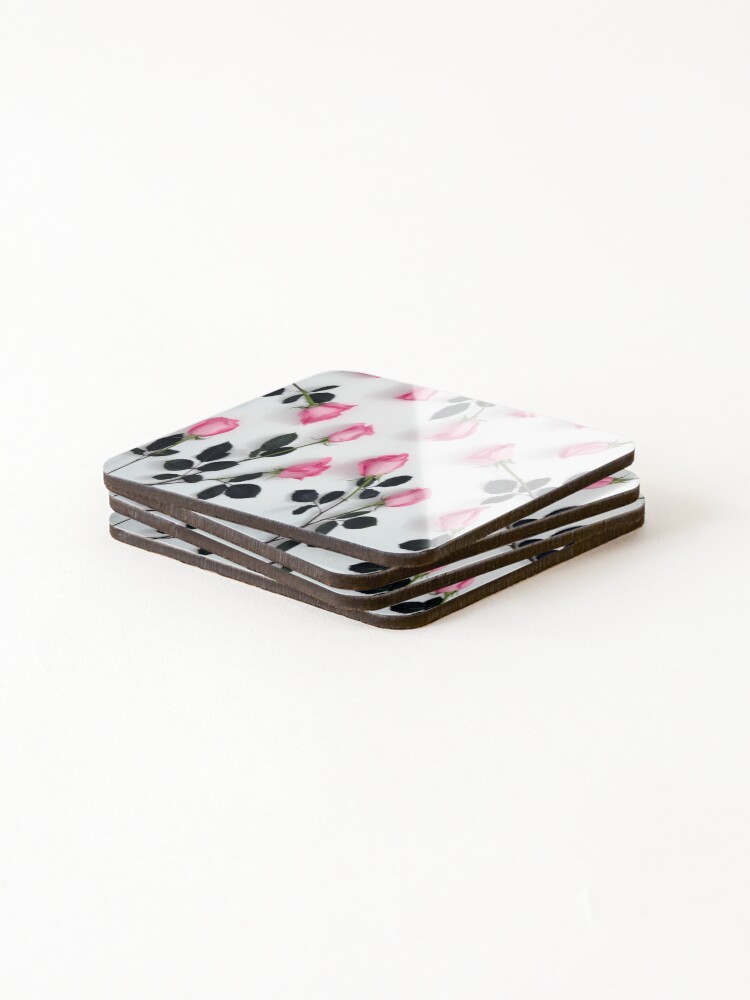 Thumbnail 4 of 5, Coasters (Set of 4), Pink Roses designed and sold by ROPATROKOLA.