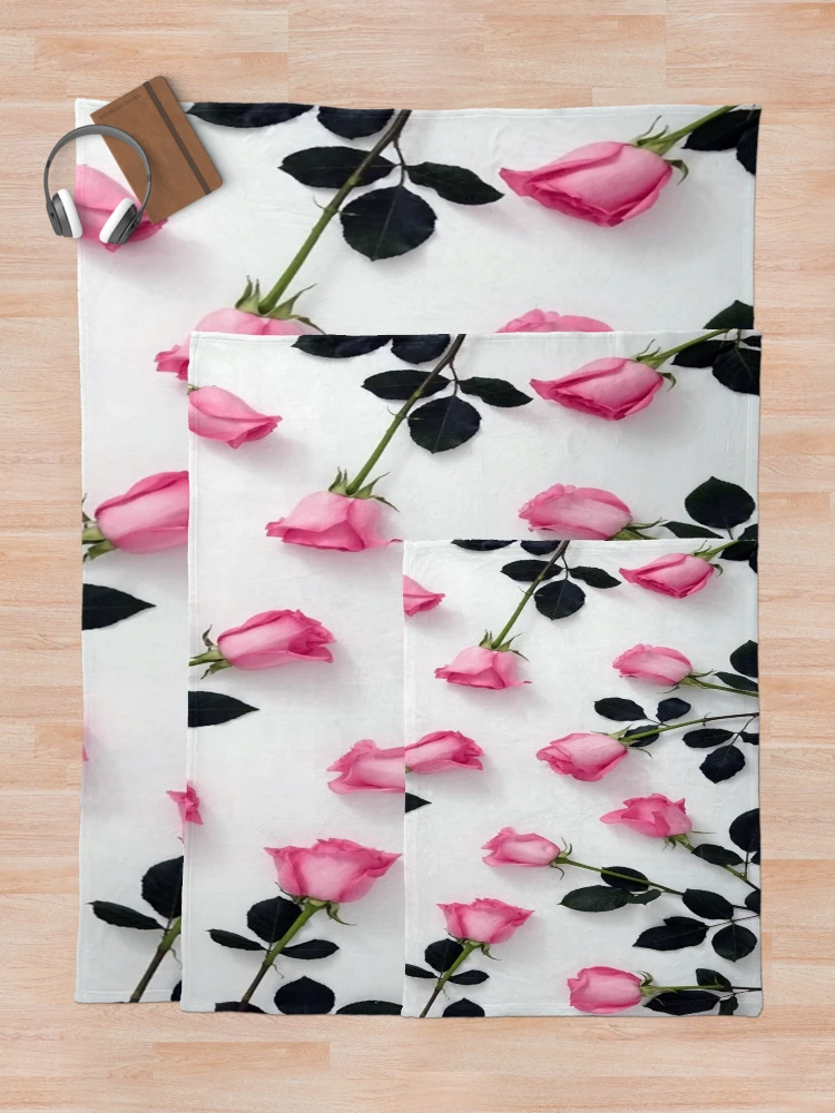 Thumbnail 5 of 6, Throw Blanket, Pink Roses designed and sold by ROPATROKOLA.