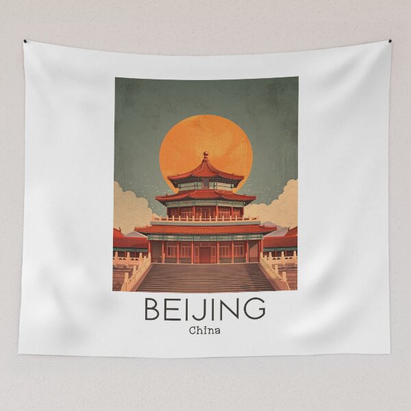 Item preview, A Vintage Travel Illustration of Beijing - China designed and sold by GoodOldVintage.