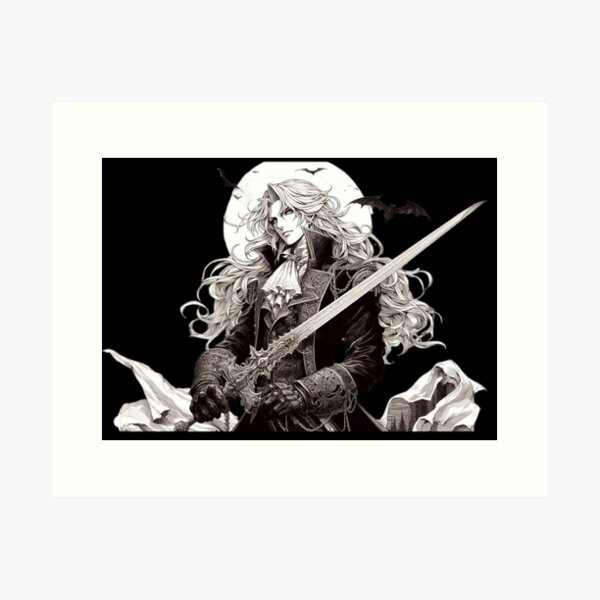 Item preview, Alucard (B&W, no background) -Castlevania designed and sold by AnimeArtStudio.