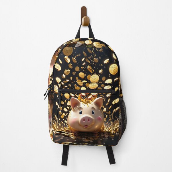 Item preview, Gold coins flying, cute golden piggybank, wealth, abundance, luck designed and sold by icemanphotos.