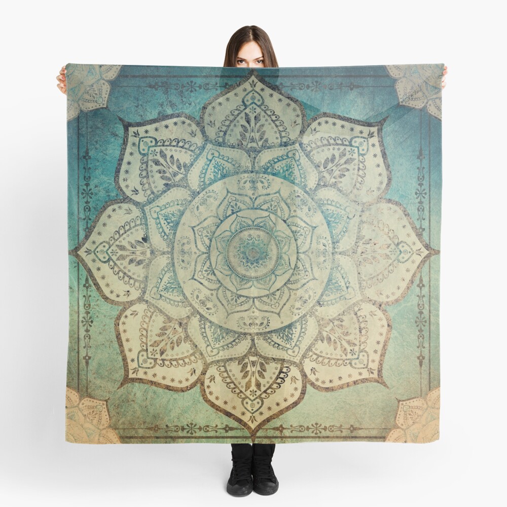 Faded Indian Mandala / Vintage Meditation Mandala Scarf