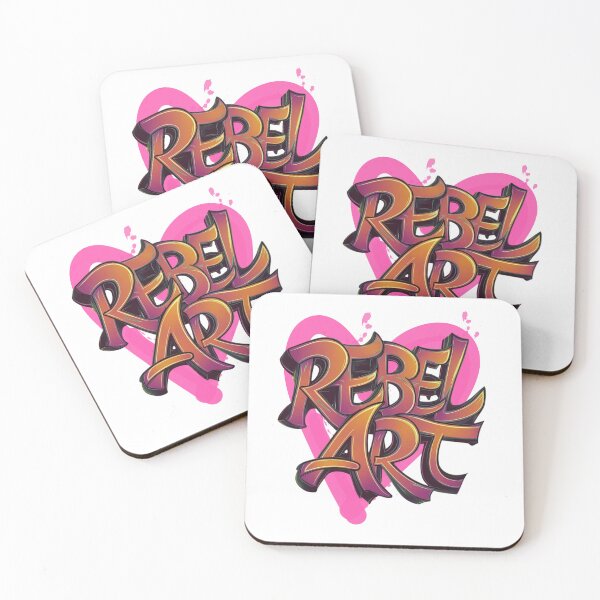 Item preview, Wildstyle graffiti with the phrase: "Rebel Art" with vibrant heart background - bold and colorful design designed and sold by StyleFused.