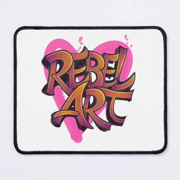 Item preview, Wildstyle graffiti with the phrase: "Rebel Art" with vibrant heart background - bold and colorful design designed and sold by StyleFused.