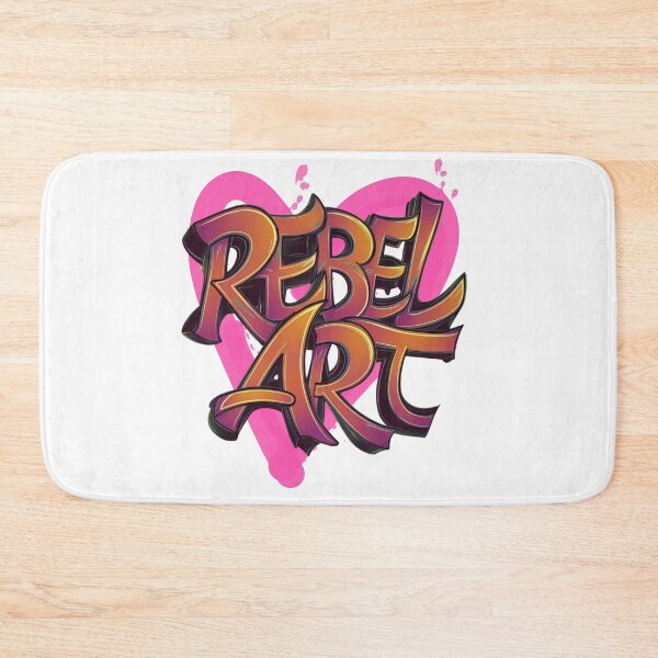 Item preview, Wildstyle graffiti with the phrase: "Rebel Art" with vibrant heart background - bold and colorful design designed and sold by StyleFused.