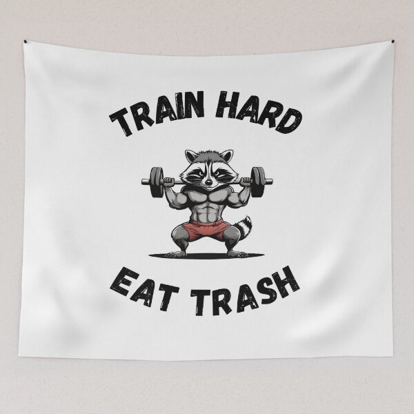 Item preview, Train Hard Eat Trash Gym Raccoon designed and sold by Amzg-Designs.