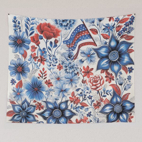 Item preview, Kwiatowy wzór. Kolorowe kwiaty.Flaga Stanów Zjednoczonych.Patriotyczne. designed and sold by MagelliShop.