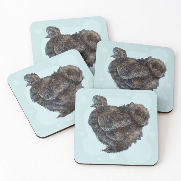 Item preview, Silkie chicken in black designed and sold by Lalingla.