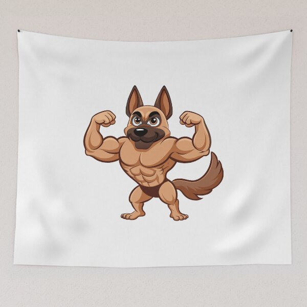 Item preview, A muscular German Shepherd cartoon dog designed and sold by MegzDesign.