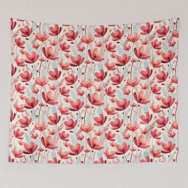 Item preview, Seamless Pattern of red Flower in cream background  designed and sold by creativekrish.
