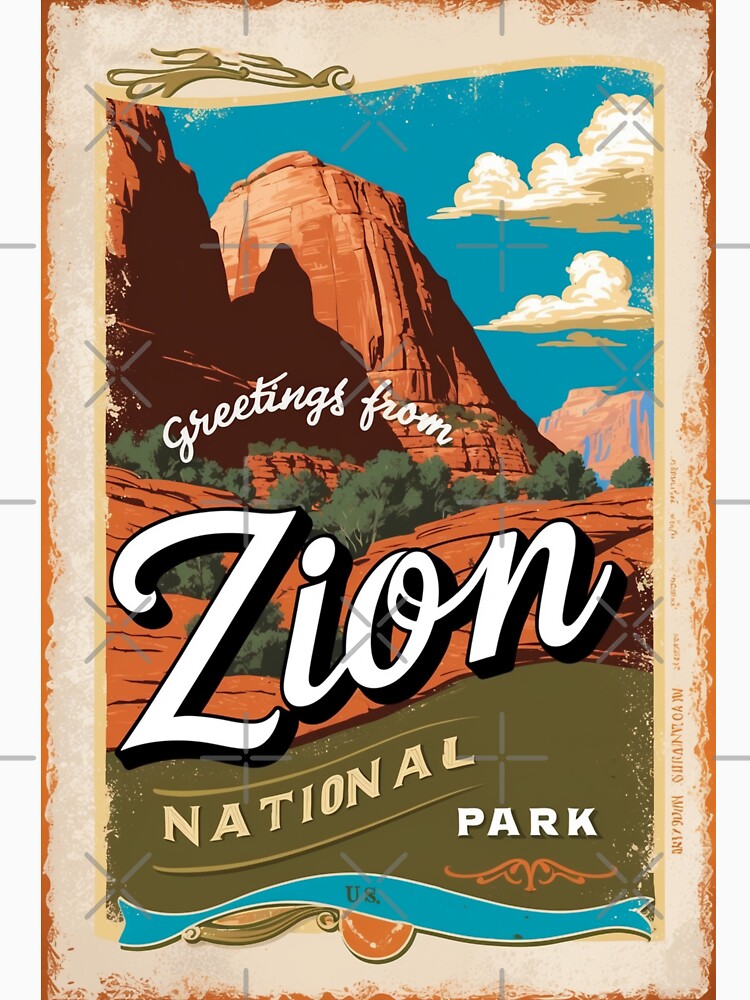 Imagen 7 de 7, Camiseta clásica con la obra Postal del Parque Nacional Zion Vintage Retro Travel Vintage, diseñada y vendida por MangaWorld4All.