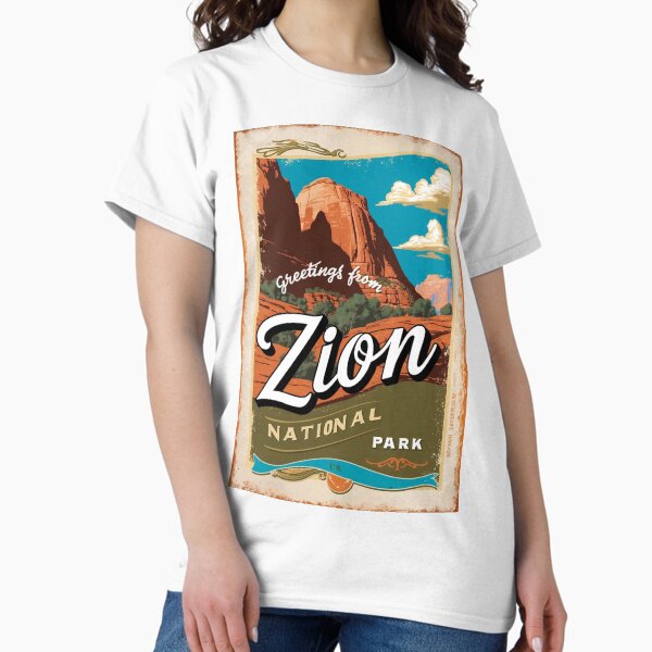 Vista previa del artículo con la obra «Postal del Parque Nacional Zion Vintage Retro Travel Vintage», diseñado y vendido por TravelPostcardGems.