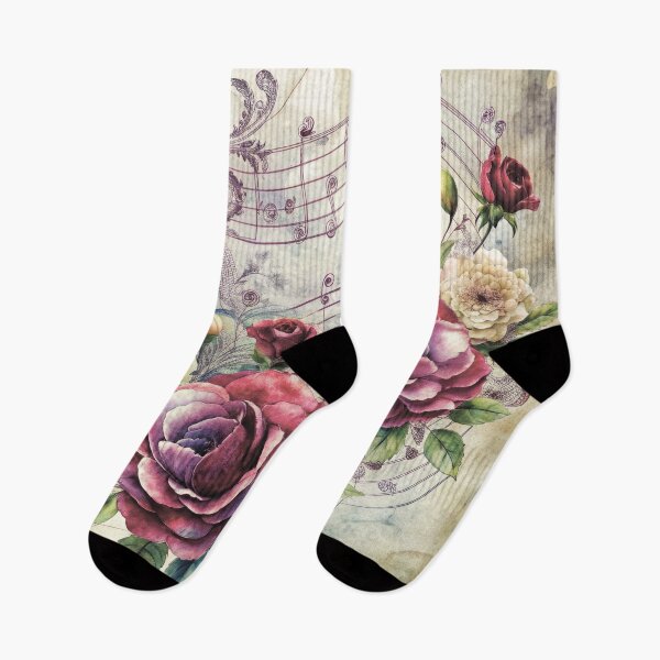 Item preview, Floral pattern. Colorful flowers.Roses and musical notes designed and sold by MagelliShop.