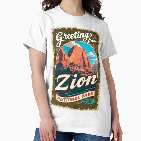 Vista previa del artículo con la obra «Postal del Parque Nacional Zion Vintage Retro Travel Vintage», diseñado y vendido por TravelPostcardGems.