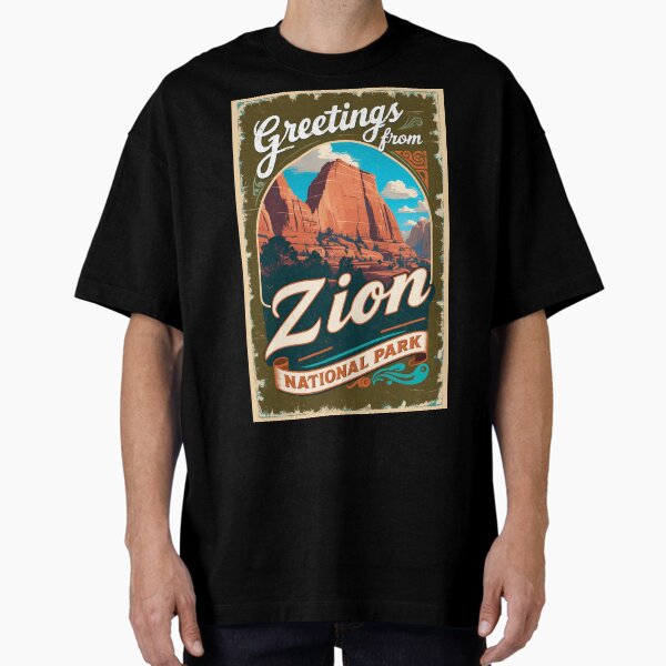 Vista previa del artículo con la obra «Postal del Parque Nacional Zion Vintage Retro Travel Vintage», diseñado y vendido por TravelPostcardGems.