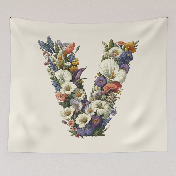 Aperçu de l'œuvre Lettre florale V créée et vendue par zzz888.