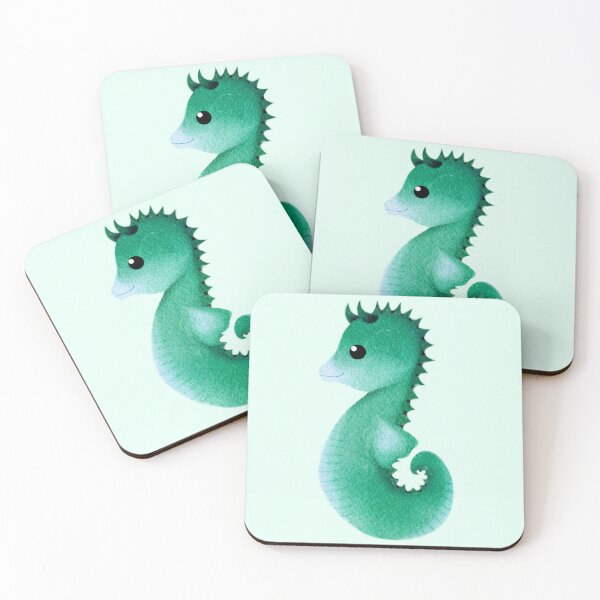 Item preview, green cute seahorse - light designed and sold by doveydotdraws.