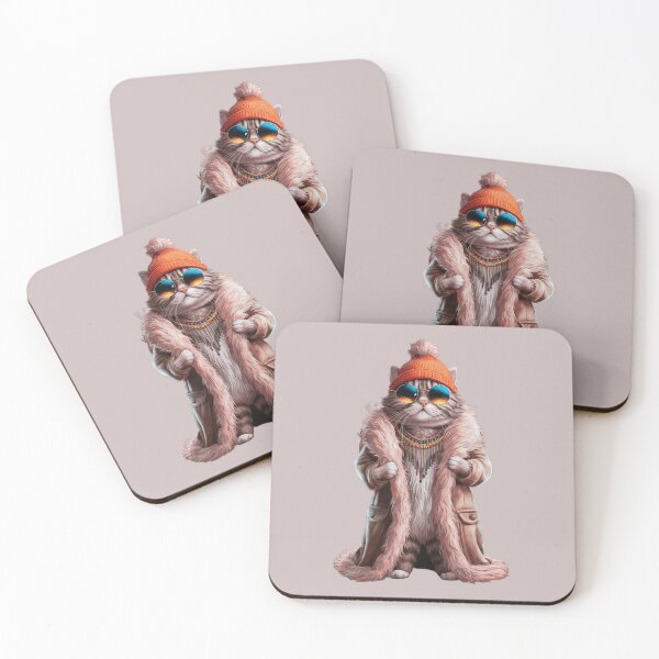 Item preview, A stylish cat in sunglasses and a fur coat designed and sold by NiRia Spot.