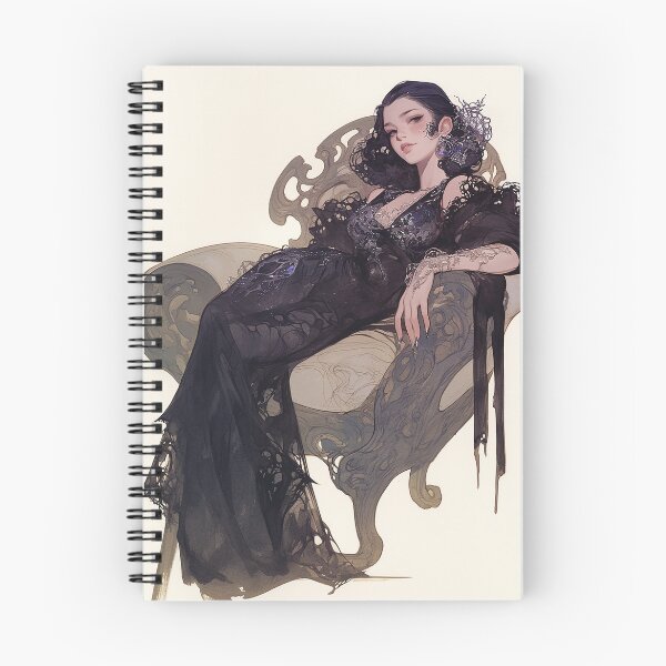 Item preview, Reclining Lady in a lacy inky dress designed and sold by Somniodelic Workshop.