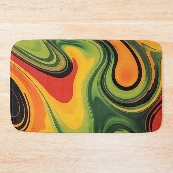 Item preview, Liquid Swirls Abstract In Shades Of Green And Orange designed and sold by SeamPix.