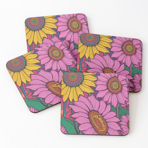 Item preview, Yellow and pink sunflowers designed and sold by GasconyPassion.