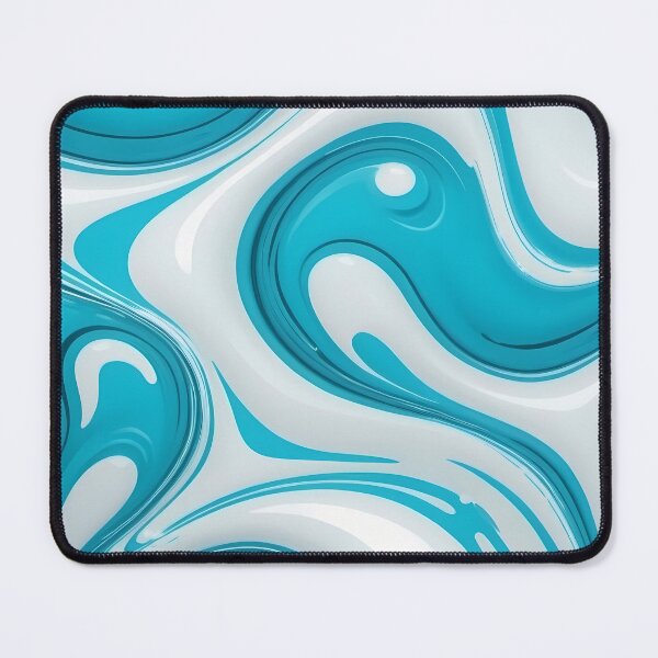 Item preview, Liquid Swirls Abstract In Bright Cyan And White designed and sold by SeamPix.
