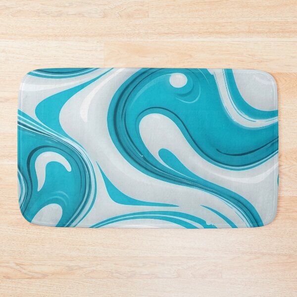 Item preview, Liquid Swirls Abstract In Bright Cyan And White designed and sold by SeamPix.