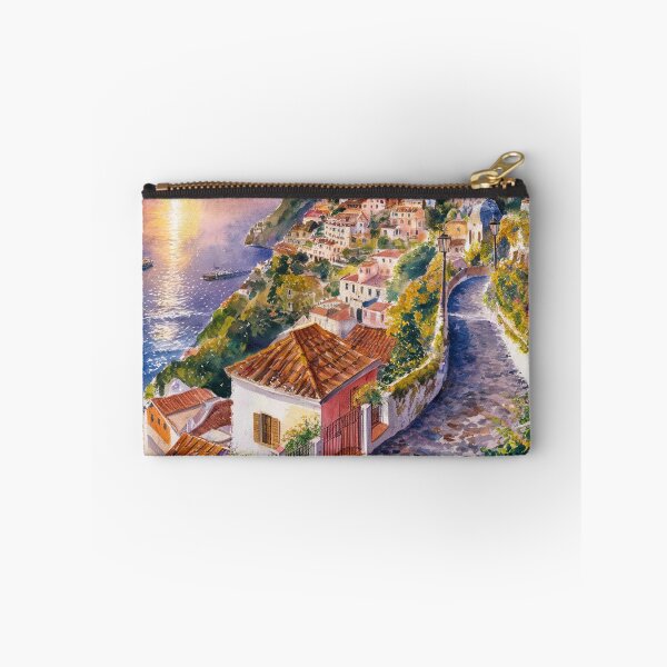 Item preview, italian summer ,Positano,Italy Amalfi Coast Sunset Painting watercolours designed and sold by SOUFIANE1991.