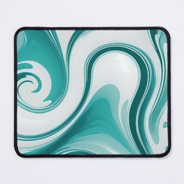 Item preview, Liquid Swirls Abstract In Aqua Green And White designed and sold by SeamPix.