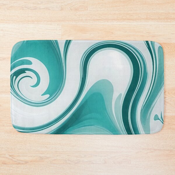 Item preview, Liquid Swirls Abstract In Aqua Green And White designed and sold by SeamPix.