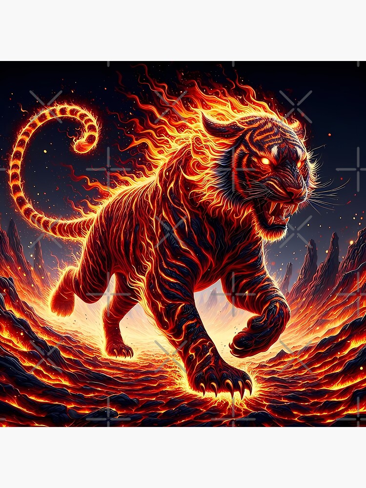 Lava Fire Tiger, Ai Generated Art 