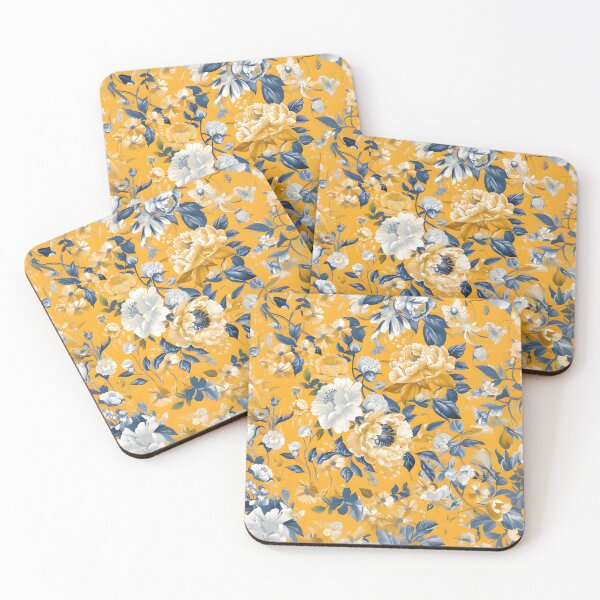 Item preview, Countryside Bloom Prussian Blue and Butter Rose Floral designed and sold by meggydesigns.