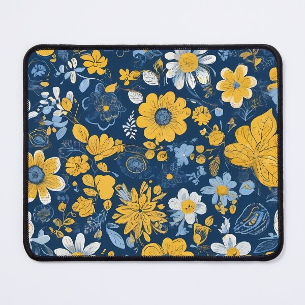 Item preview, Floral design in blue and yellow colours designed and sold by Print2Harbor.