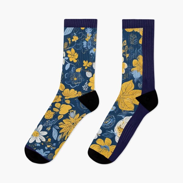 Item preview, Floral design in blue and yellow colours designed and sold by Print2Harbor.