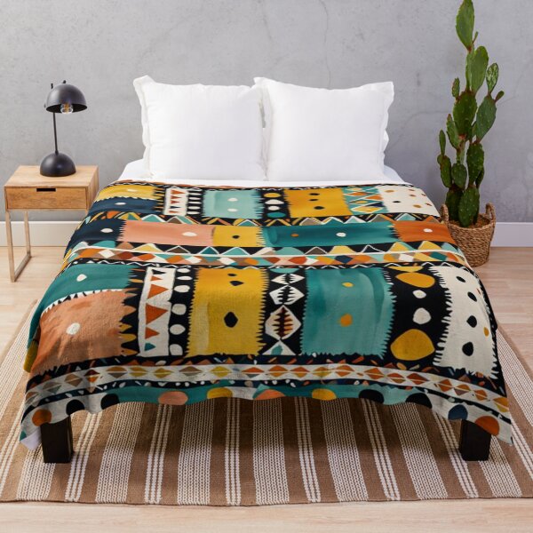 Item preview, Traditional Kilim Indian Pattern, Ethnic Geometric Abstract Scandinavian Design in Watercolor Painting designed and sold by MyArt23.