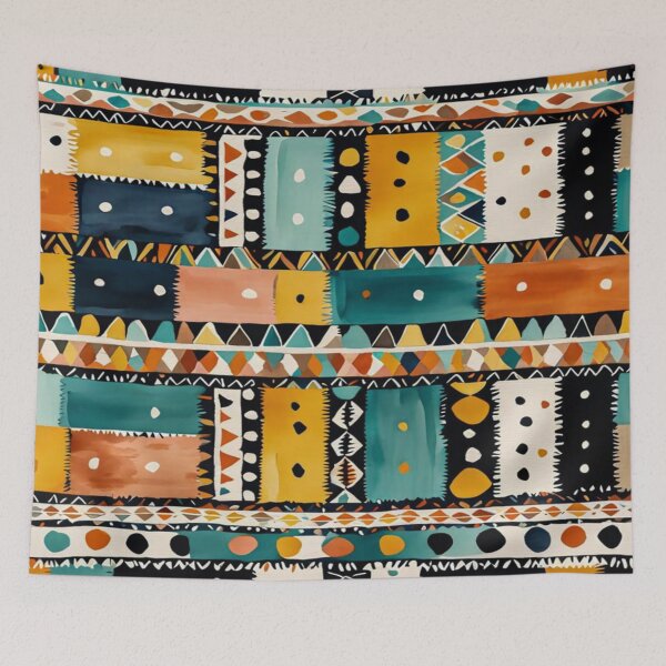 Item preview, Traditional Kilim Indian Pattern, Ethnic Geometric Abstract Scandinavian Design in Watercolor Painting designed and sold by MyArt23.